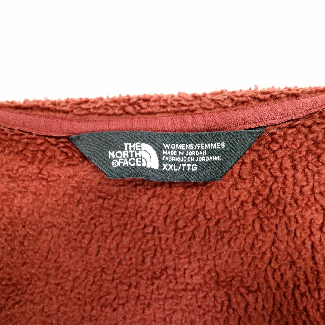 THE NORTH FACE(ザノースフェイス)のSALE/ THE NORTH FACE ノースフェイス ワンポイントロゴ スウェット 大きいサイズ  刺繍 ジップアップ レッド (レディース XXL) 中古 古着 O1044 レディースのトップス(トレーナー/スウェット)の商品写真