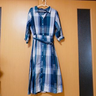 アベイル(Avail)のasuka様専用【新品】七分袖　グリーン　ワンピース　3L　チェック柄　アベイル(ロングワンピース/マキシワンピース)