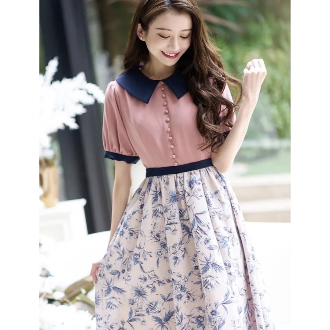 ♡今期新品 配色フラワーワンピース♡