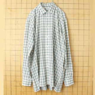 70s80s C&A 長袖 チェック シャツ グリーン イエローML aw100(シャツ)