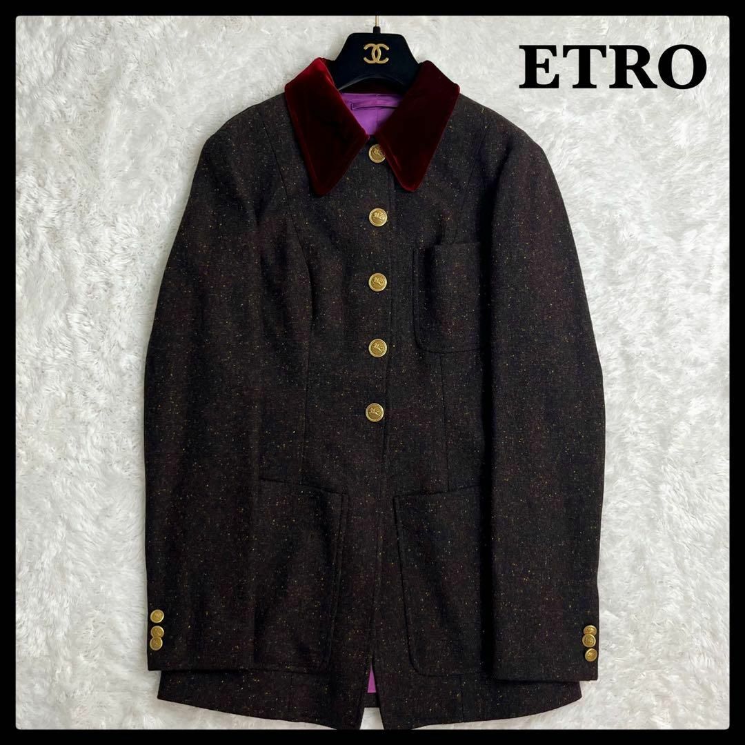 独特の素材 ベロア エトロ ETRO グリーン - ジャケット ETRO