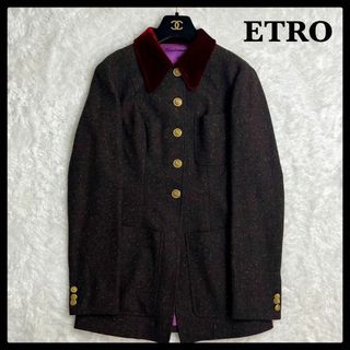 エトロ ETRO ジャケット 襟切り替え ベルベット ベロア 金ボタン