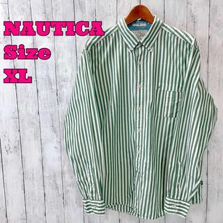 NAUTICA ノーティカ ベースボール ゲームシャツ ストライプ XLサイズ