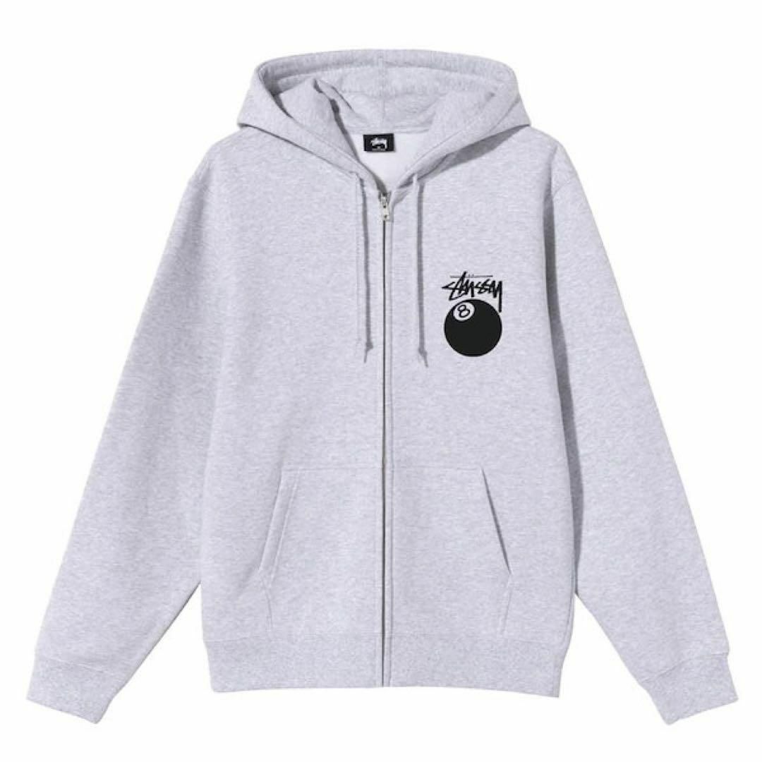 パーカー♪ステューシー stuusy 8 BALL ZIP HOOD Lサイズ　グレー♪