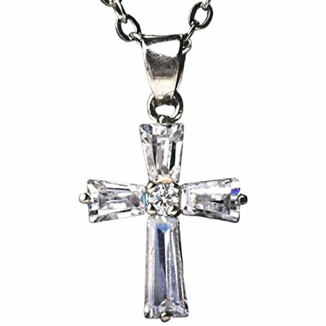 [P-Rize] ネックレス レディース 十字架 クリスタル ミニクロス キュー