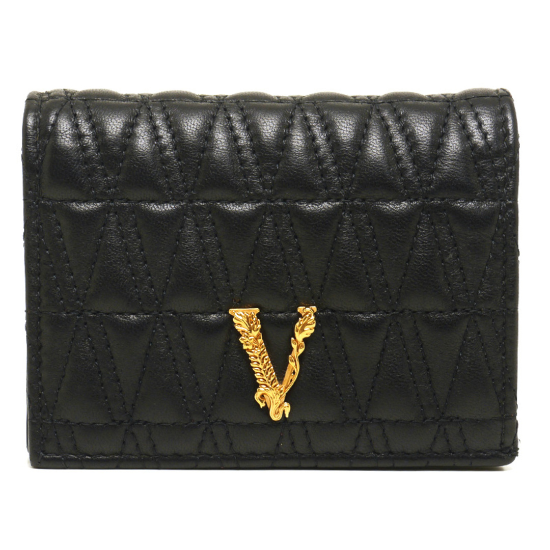 VERSACE ヴェルサーチ メデューサフラップボタン二つ折りコンパクトウォレット 財布 コインケース カードケース ブラック