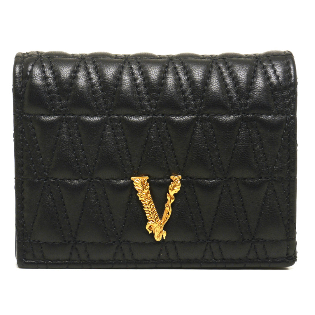 VERSACE(ヴェルサーチ)のヴェルサーチ VERSACE ヴィルトゥス キルティング 二つ折り財布 黒 レディースのファッション小物(財布)の商品写真