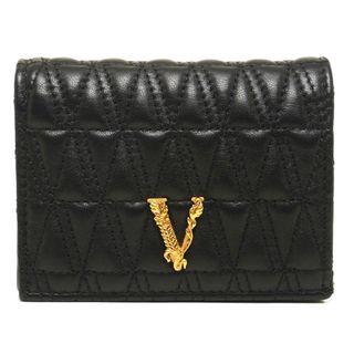 ヴェルサーチ(VERSACE)のヴェルサーチ VERSACE ヴィルトゥス キルティング 二つ折り財布 黒(財布)