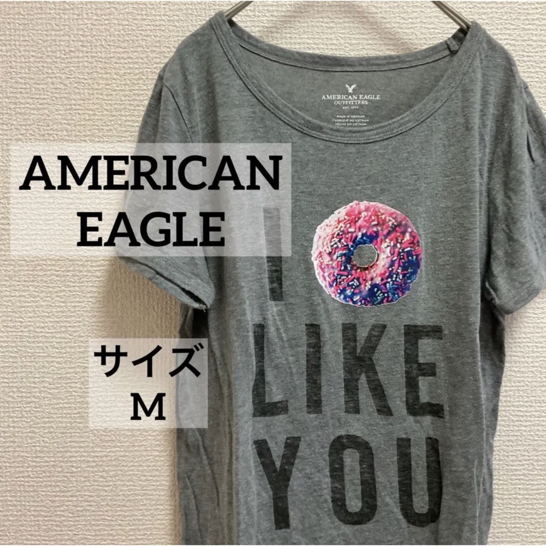 American Eagle(アメリカンイーグル)のアメリカンイーグル　Tシャツ　プリント　グレー　レディース レディースのトップス(Tシャツ(半袖/袖なし))の商品写真