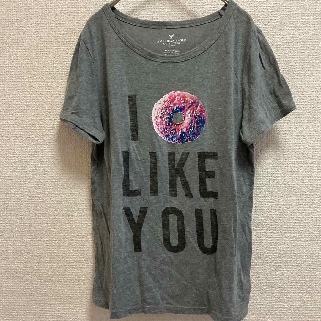 American Eagle(アメリカンイーグル)のアメリカンイーグル　Tシャツ　プリント　グレー　レディース レディースのトップス(Tシャツ(半袖/袖なし))の商品写真