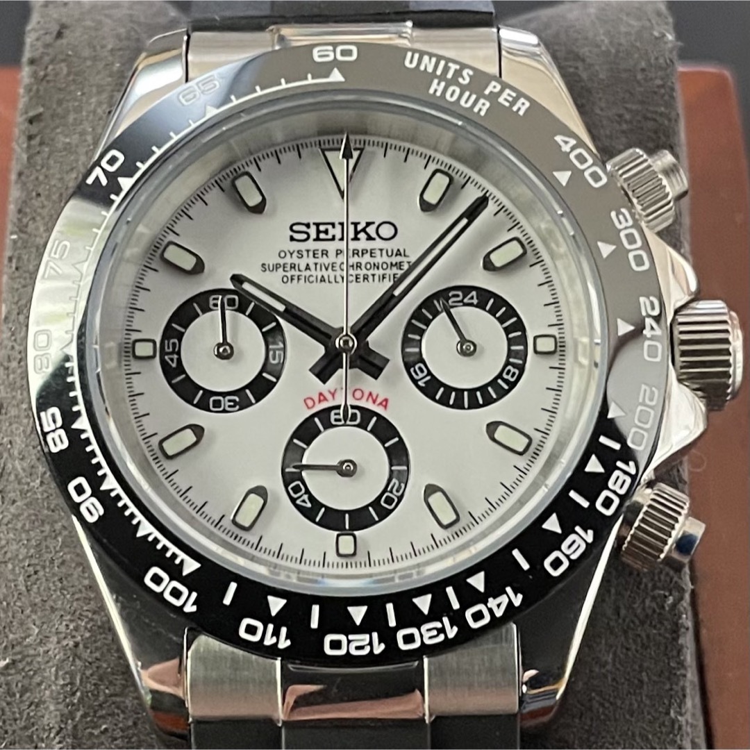 新品■SEIKO MOD クロノグラフ カスタム腕時計 ホワイト