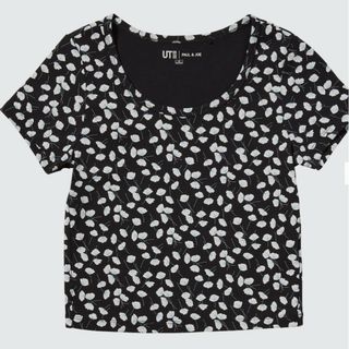 ユニクロ(UNIQLO)の【新品】UNIQLOユニクロ★花柄カットソー（xs）(カットソー(半袖/袖なし))