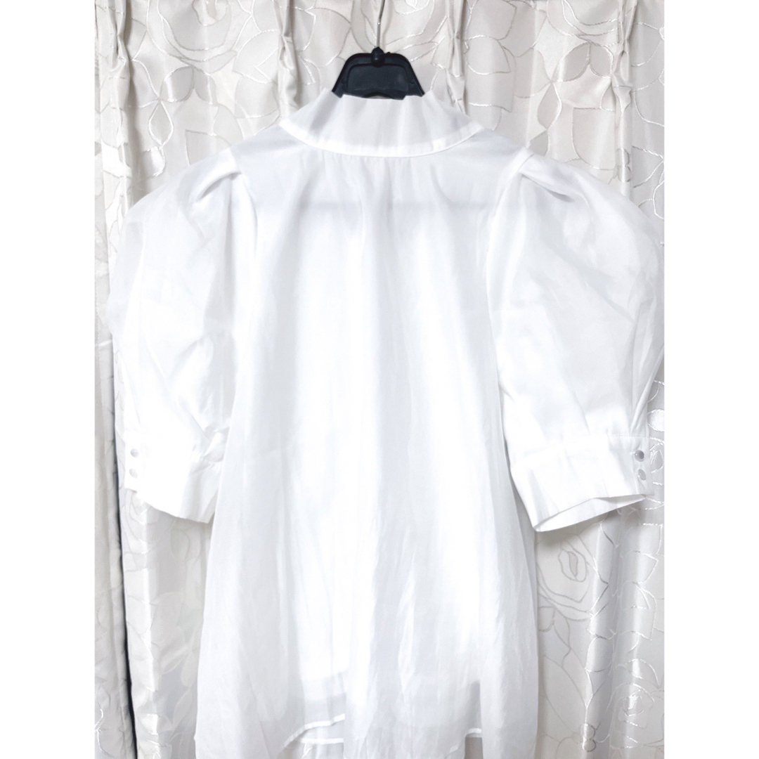 白ブラウス パフスリーブ リボン 量産型 地雷 レディースのトップス(シャツ/ブラウス(半袖/袖なし))の商品写真