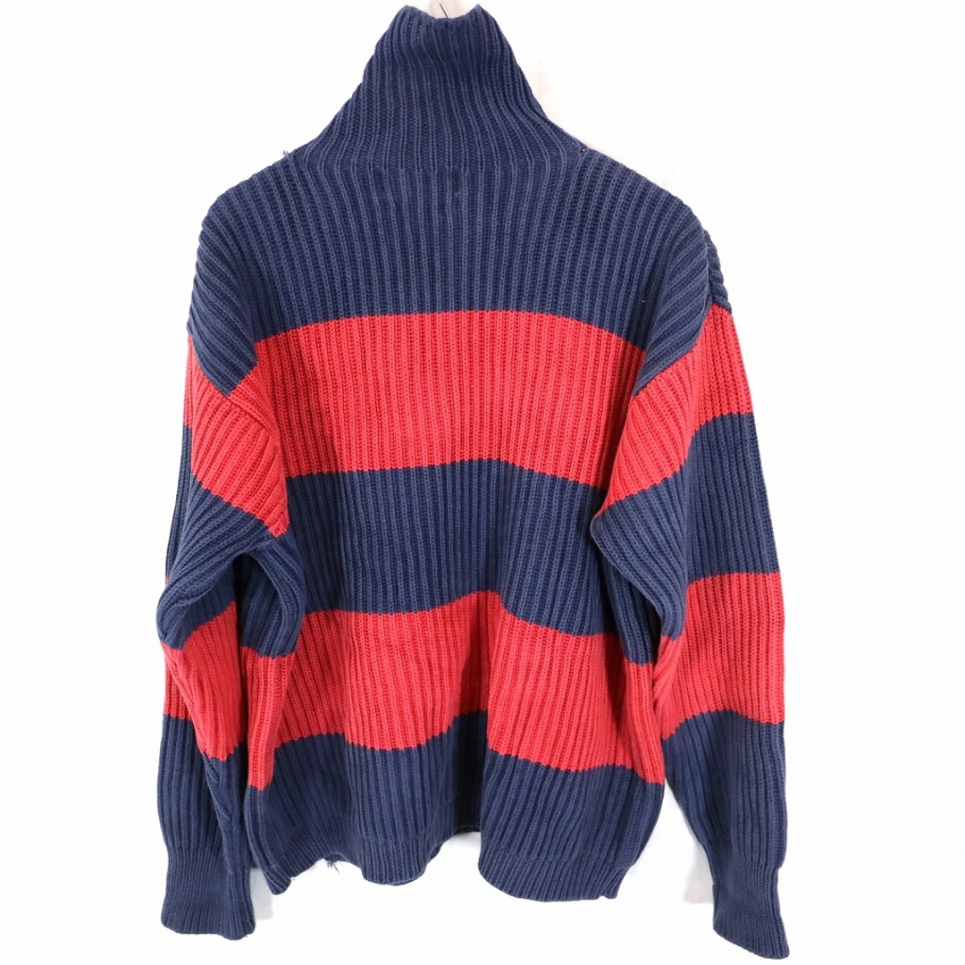 POLO RALPH LAUREN(ポロラルフローレン)の90年代 Polo by Ralph Lauren ポロバイラルフローレン タートルネックセーター ボーダー柄 ネイビー (メンズ M) 中古 古着 O1187 メンズのトップス(ニット/セーター)の商品写真