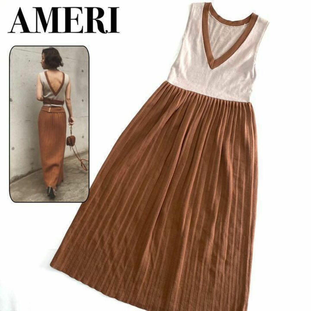 『AMERI』MEDI BAND TIE PLEATS KNIT DRESS