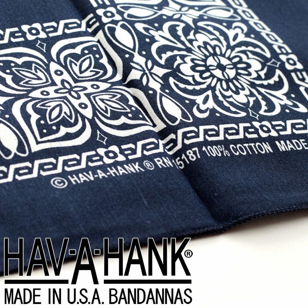 HAV-A-HANK(ハバハンク)のバンダナ USA生産 ハバハンク ネイビー 54cm B22OPE-Z-NAV メンズのファッション小物(バンダナ/スカーフ)の商品写真