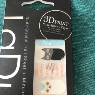 猫とストライプ柄 簡単 新品未使用 手足ネイルシール 3D print 20枚入 コスメ/美容のネイル(つけ爪/ネイルチップ)の商品写真
