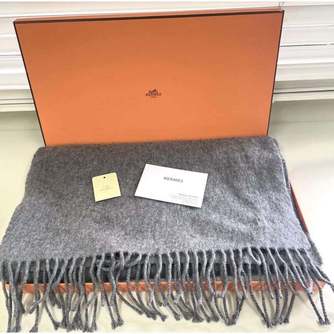 HERMES エルメス　マフラー　ストール　グレー　美品