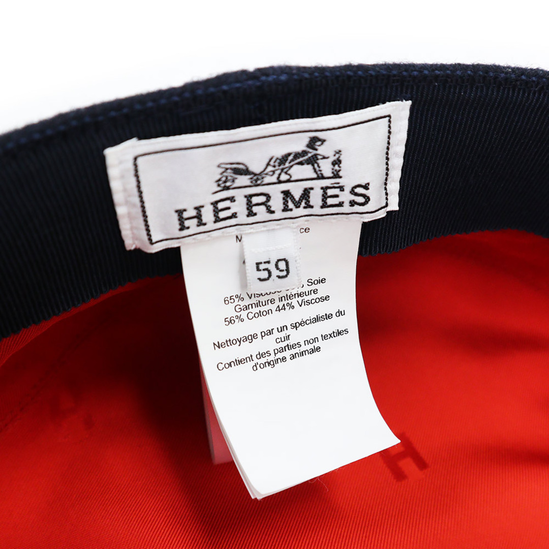 Hermes(エルメス)のエルメス セリエ サンマロ キャスケット 帽子 #59 ウール100％ ネイビー ブラック オレンジ 紺 シルバー金具 HERMES（未使用保管品） レディースの帽子(キャスケット)の商品写真