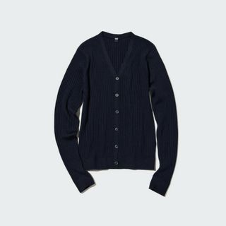 ユニクロ(UNIQLO)の【新品未使用】UNIQLO リブ カーディガン エクストラファインメリノ(カーディガン)