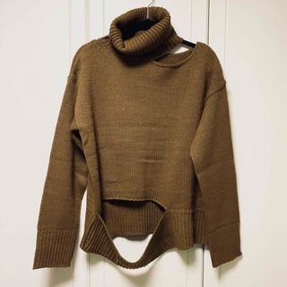 アマイル(AMAIL)のAMAIL TURTLE CUTTING KNIT タートル ニット　ブラウン(ニット/セーター)