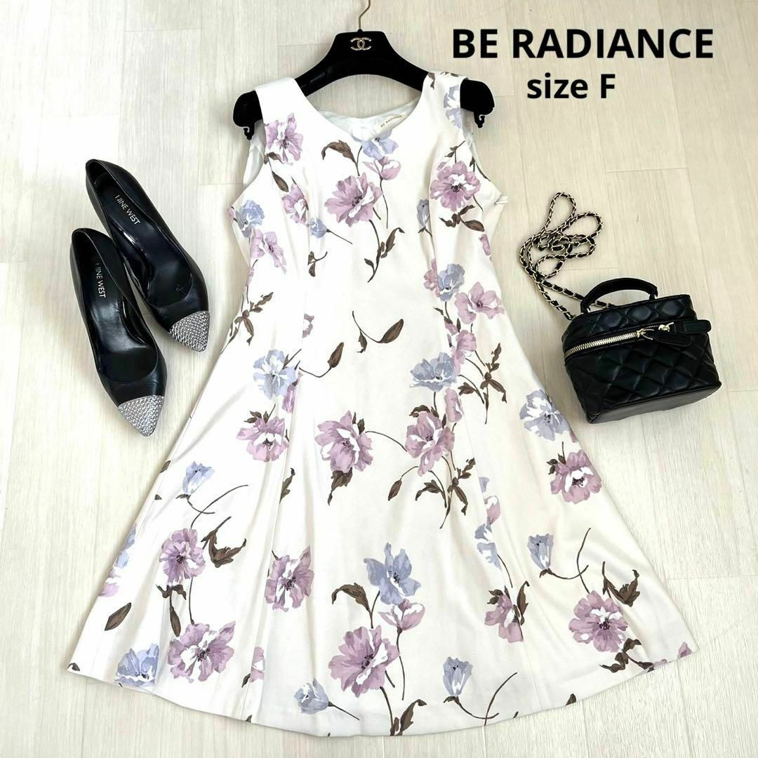 BE RADIANCE(ビーラディエンス)のBE RADIANCE ビーラディエンス　花柄ワンピース　ワンピース　Fサイズ レディースのワンピース(ひざ丈ワンピース)の商品写真