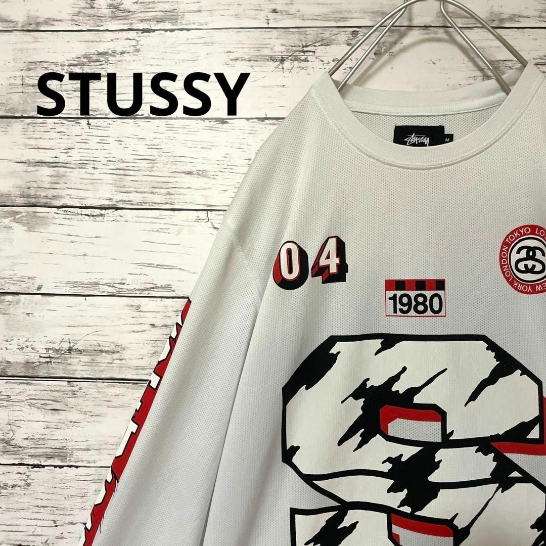 STUSSY ゲームシャツ スリーブプリント ロゴ 8ホール 入手困難 激レア | フリマアプリ ラクマ