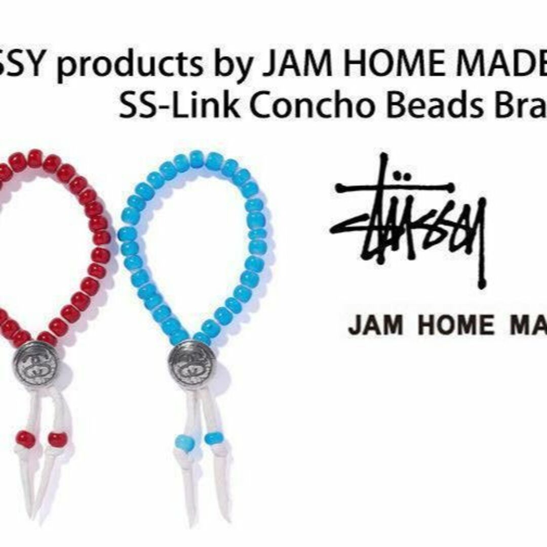 STUSSY × JAM HOME MADE ジャムホームメイド 赤ブレスレット