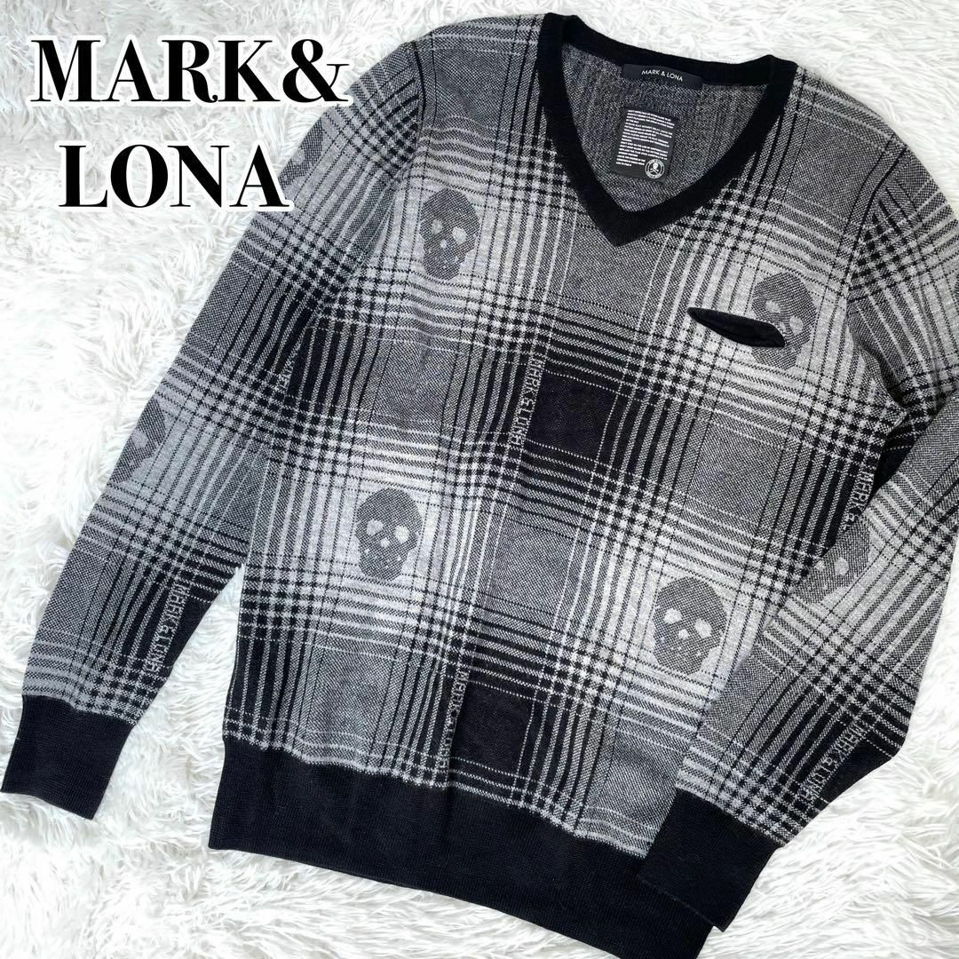 美品『MARK&LONA』チェック スカル ニット セーター