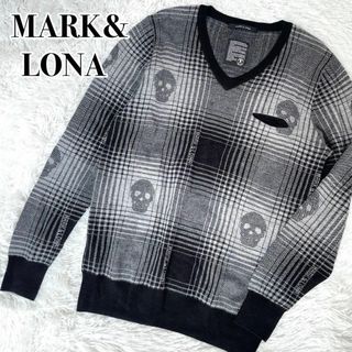 MARK\u0026LONA マークアンドロナ スカル ボーダー Vネック ニット メンズ