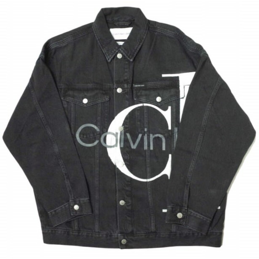 Calvin klein Jeans カルバンクラインジーンズ Extreme Oversized Denim Jacket ロゴペイント オーバーサイズデニムジャケット J319798 M Black Gジャン 3rd アウター【新古品】【Calvin klein Jeans】