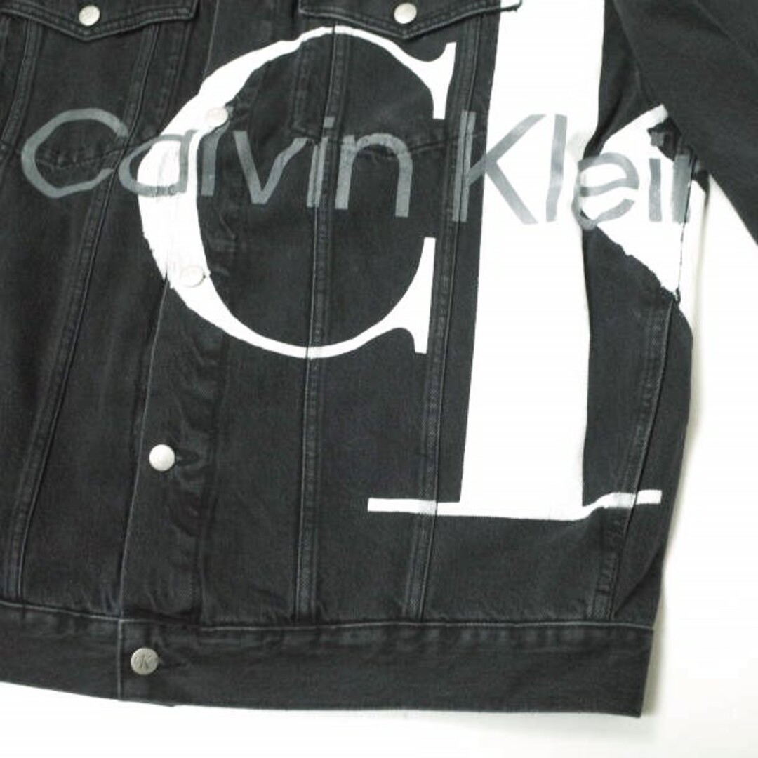 Calvin klein Jeans カルバンクラインジーンズ Extreme Oversized Denim Jacket ロゴペイント オーバーサイズデニムジャケット J319798 M Black Gジャン 3rd アウター【新古品】【Calvin klein Jeans】 5