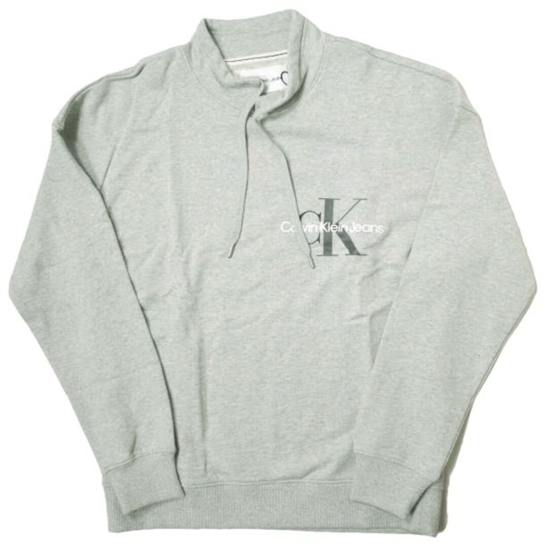 Calvin klein Jeans カルバンクラインジーンズ Two-Tone Monogram Logo Funnel Neck Sweatshirt モノグラムロゴ ハイネックスウェット J319704 M Gray トレーナー プルオーバー トップス【新古品】【Calvin klein Jeans】