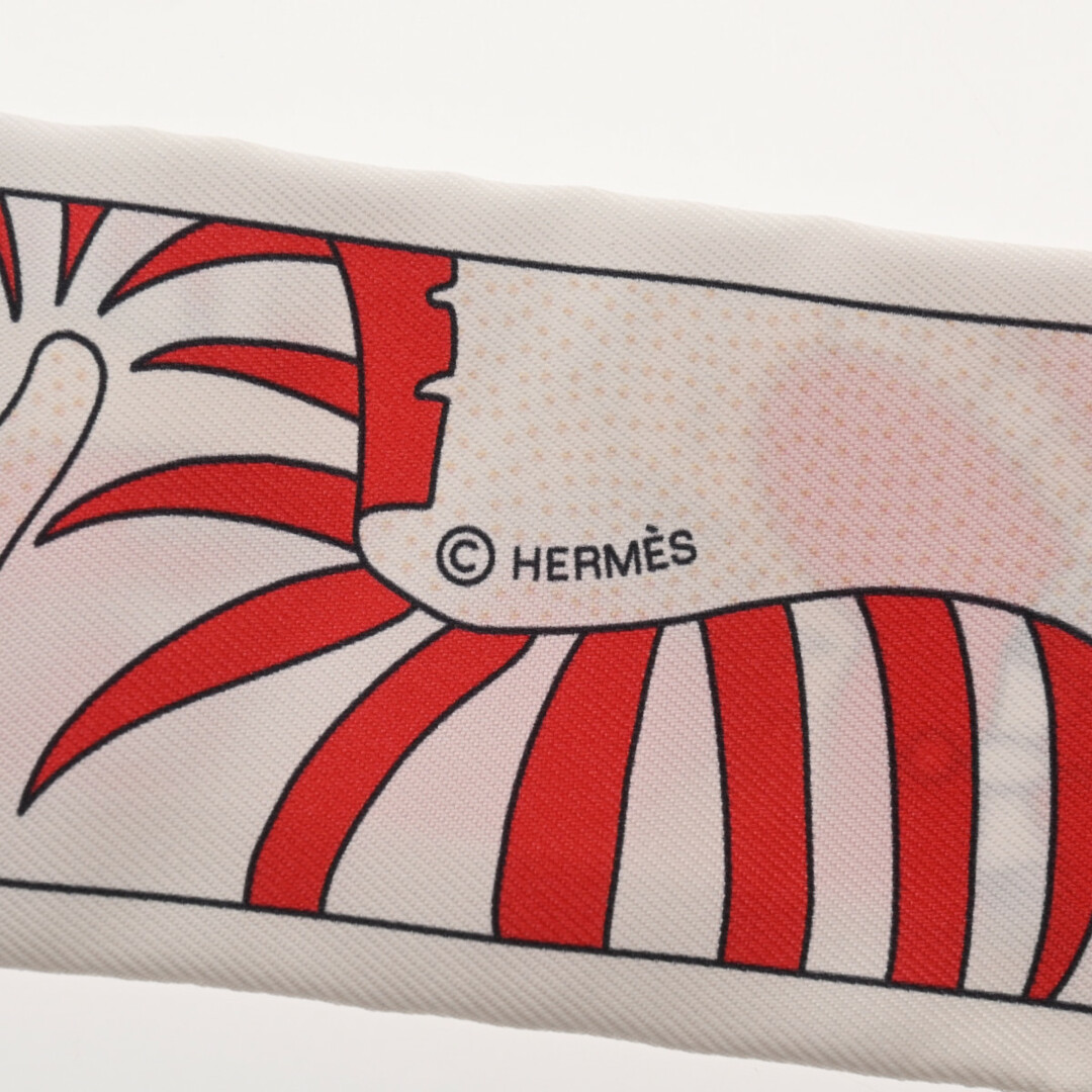 新品 エルメス HERMES レディース スカーフ ブラン/ルージュ シルク100％ 5