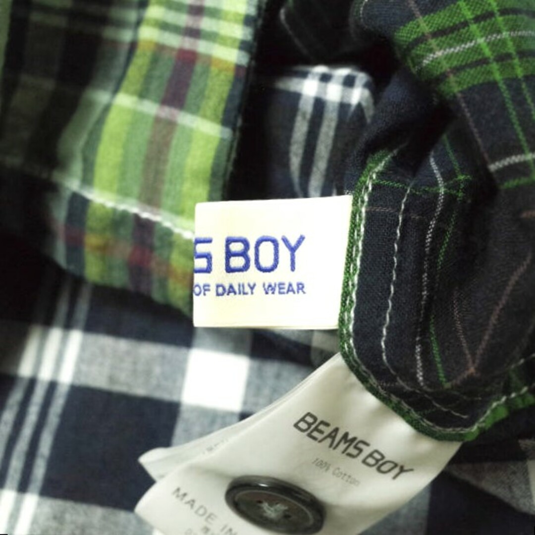 BEAMS BOY ビームスボーイ 23SS マドラスチェック クレイジーショートスリーブシャツ 13-01-0007-803 Free NAVY 半袖 トップス【BEAMS BOY】 6