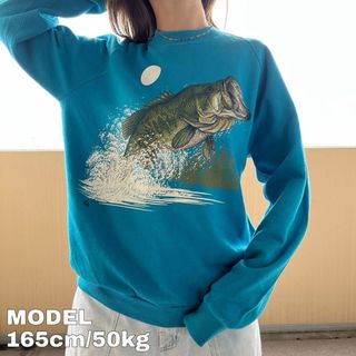 JERZEES - 80s USA製 ジャージーズ ラグランスリーブ スウェット 魚