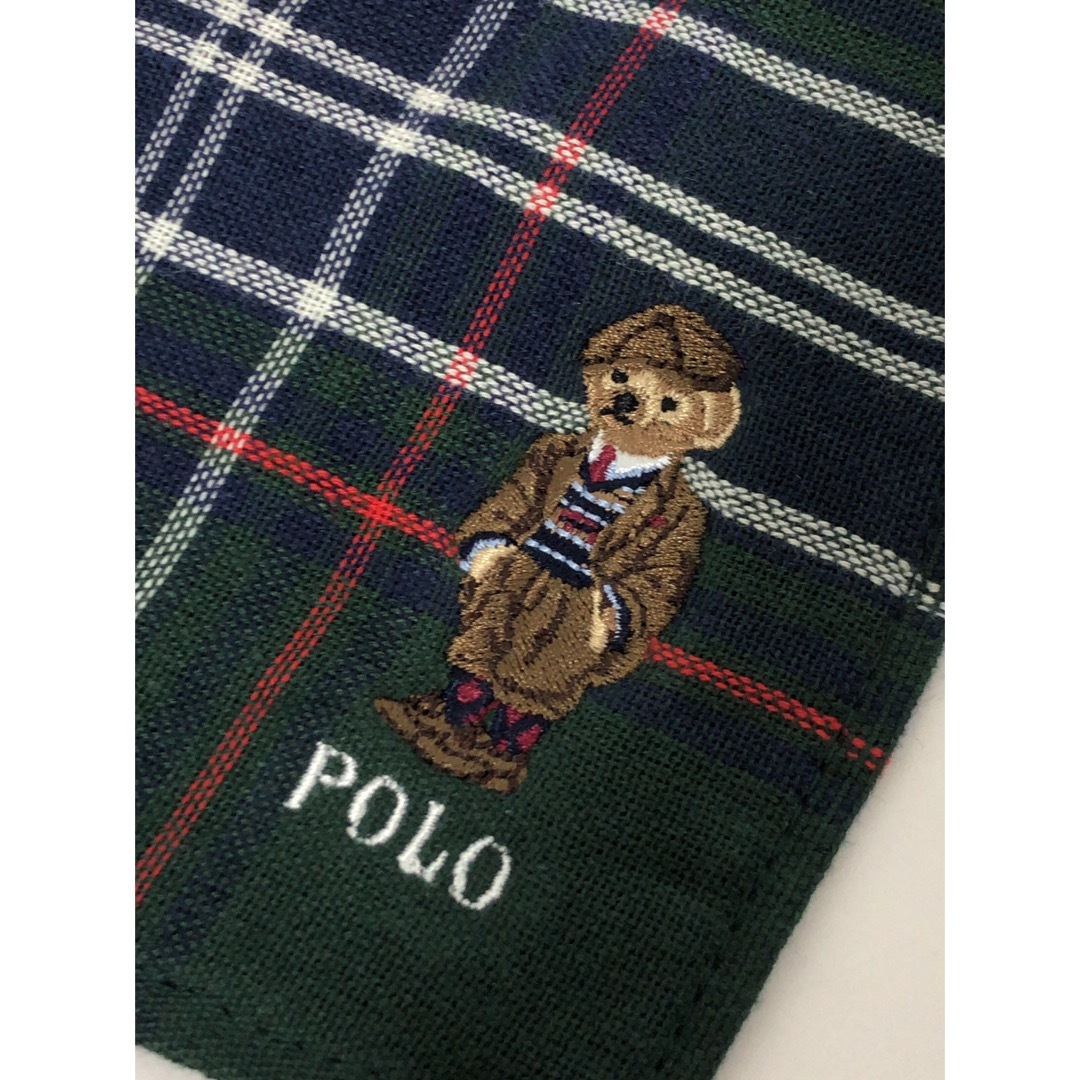 POLO RALPH LAUREN(ポロラルフローレン)の新品　ポロラルフローレン　タオルハンカチ  ベア　ロゴ　刺繍　グリーン メンズのファッション小物(ハンカチ/ポケットチーフ)の商品写真