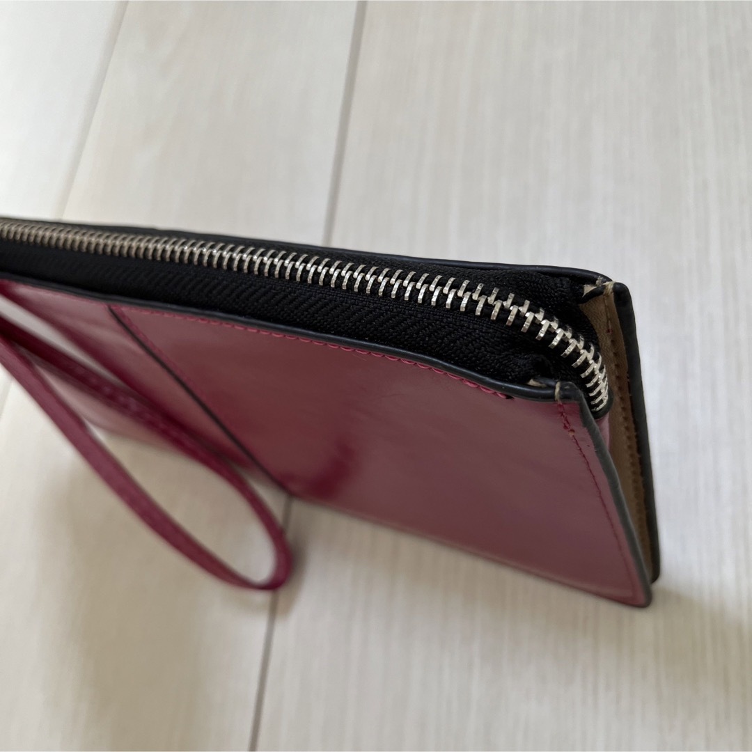長財布 収納たっぷり 使いやすい 小銭入れ ストラップ付き パープル レディースのファッション小物(財布)の商品写真