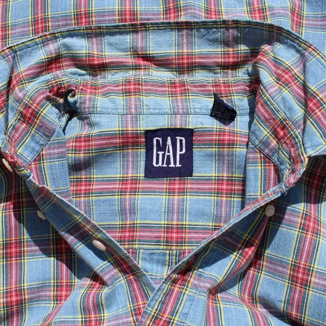 GAP(ギャップ)のOLD GAP 90s くすみカラー チェック柄 大きめサイズ 古着L/Sシャツ メンズのトップス(シャツ)の商品写真
