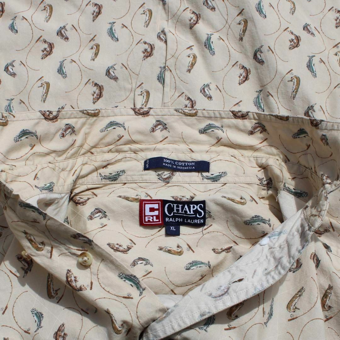 CHAPS(チャップス)のCHAPS R.L 00s サカナ 釣り竿 XLビッグサイズ 古着 L/Sシャツ メンズのトップス(シャツ)の商品写真