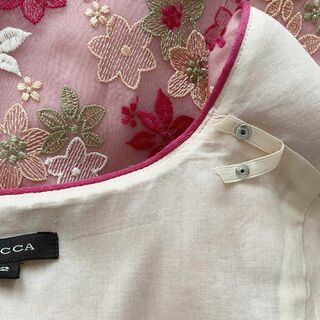美品 TOCCA トッカ ピーチツリー 刺繍 花柄 フレアワンピース ピンク 2