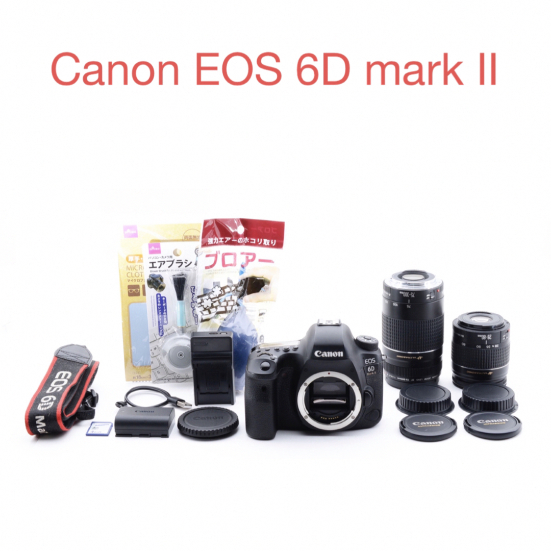 保証付きCanon EOS 6D Mark II 標準&望遠ダブルレンズセット