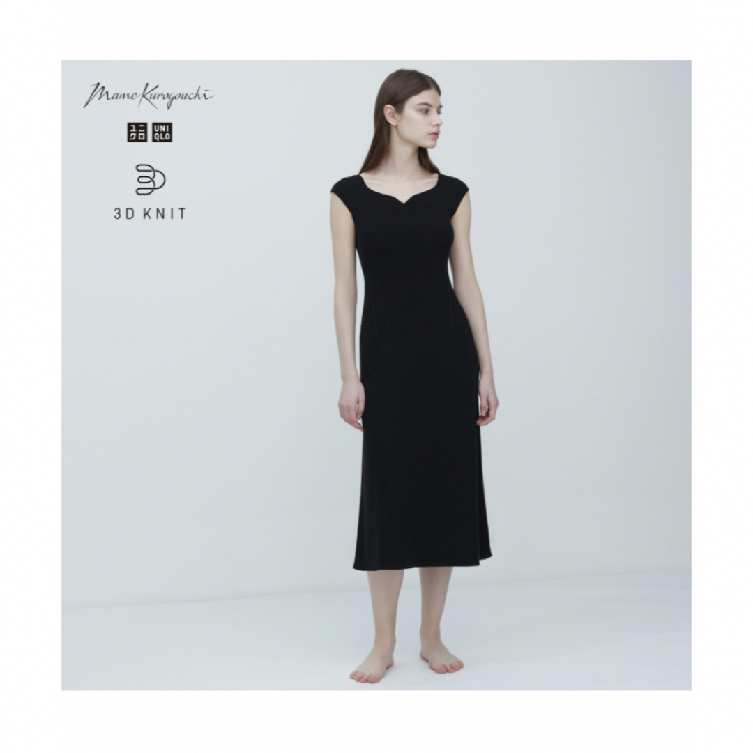 UNIQLO - 3Dニットワンピース　ノースリーブ　M  黒　ブラック