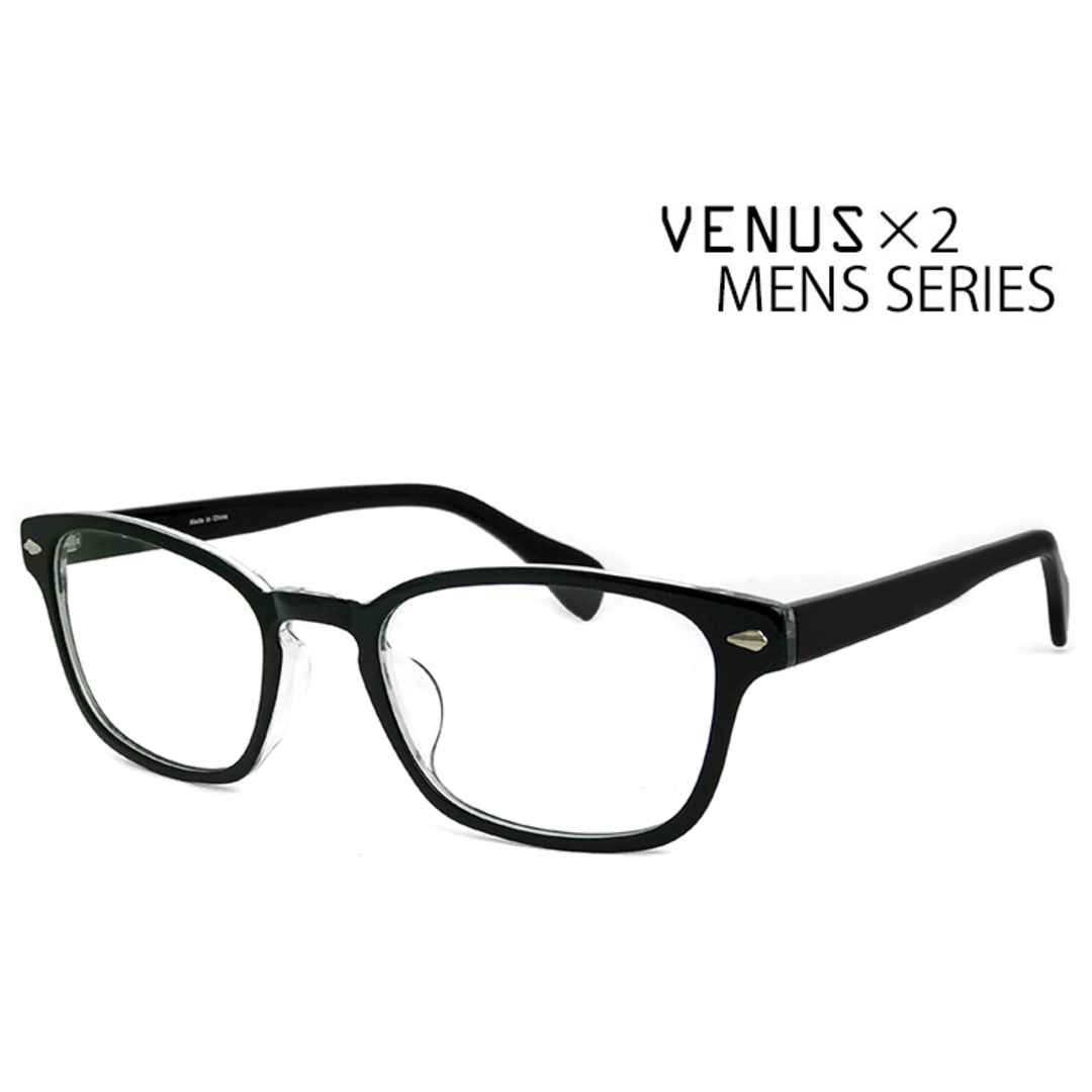 【新品】 メンズ メガネ 1286-1 ウェリントン 型 ウエリントン おしゃれ 男性用 眼鏡 黒縁 黒ぶち フレーム venus!venus!