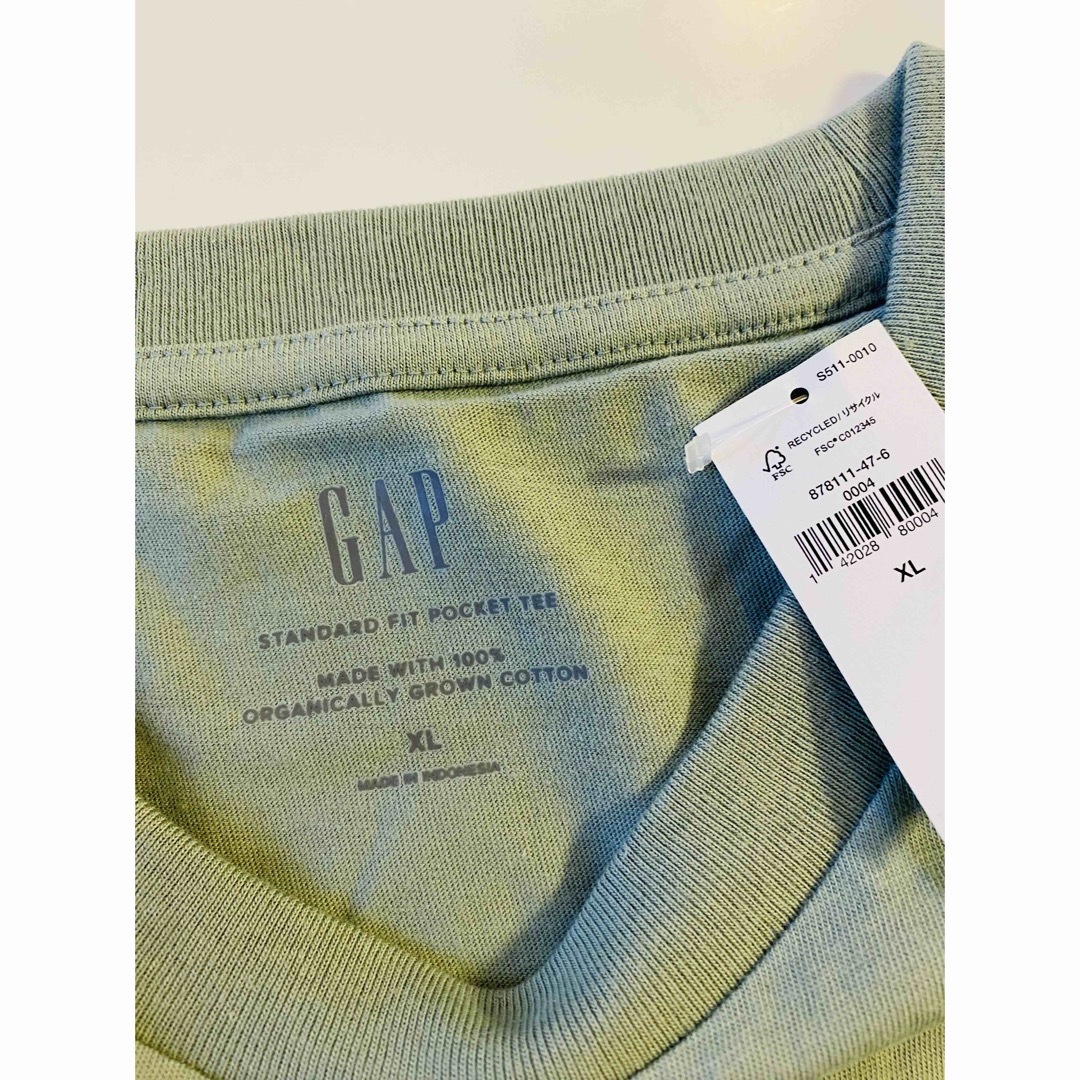 GAP(ギャップ)の新品　GAP オーガニックコットン　Tシャツ　メンズ　XL グリーン　半袖 メンズのトップス(Tシャツ/カットソー(半袖/袖なし))の商品写真