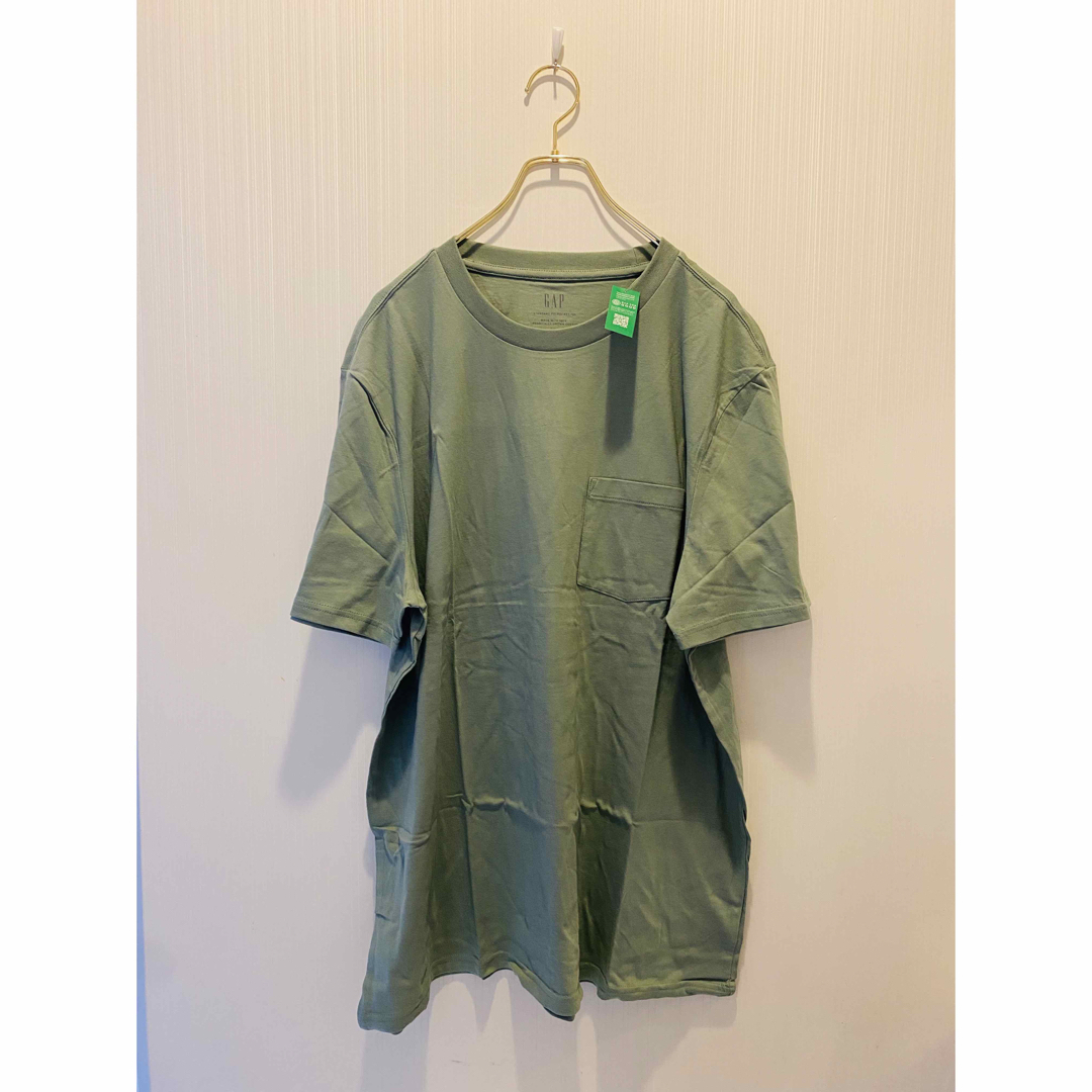 GAP(ギャップ)の新品　GAP オーガニックコットン　Tシャツ　メンズ　XL グリーン　半袖 メンズのトップス(Tシャツ/カットソー(半袖/袖なし))の商品写真