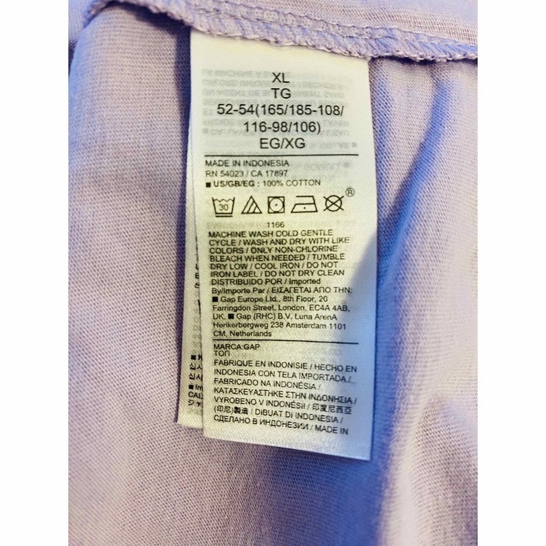 GAP(ギャップ)の新品　GAP オーガニックコットン　Tシャツ　半袖　メンズ　XL パープル メンズのトップス(Tシャツ/カットソー(半袖/袖なし))の商品写真