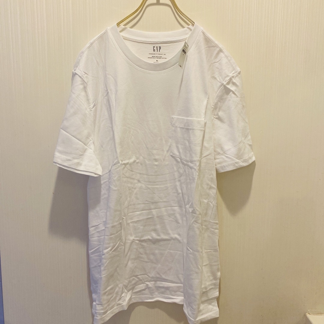 GAP(ギャップ)の新品　GAP オーガニックコットン　Tシャツ　半袖　白　メンズ　XL メンズのトップス(Tシャツ/カットソー(半袖/袖なし))の商品写真