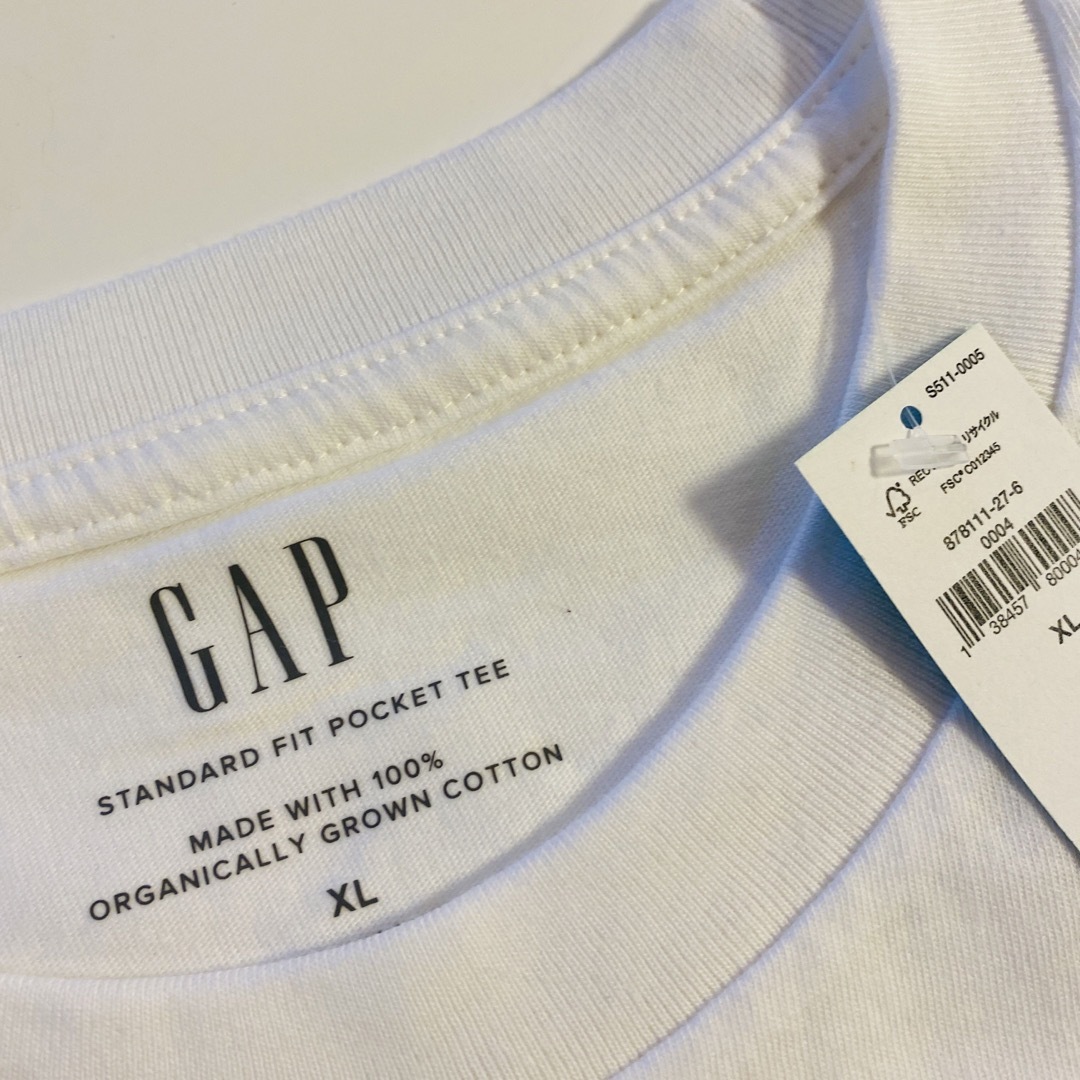 GAP(ギャップ)の新品　GAP オーガニックコットン　Tシャツ　半袖　白　メンズ　XL メンズのトップス(Tシャツ/カットソー(半袖/袖なし))の商品写真