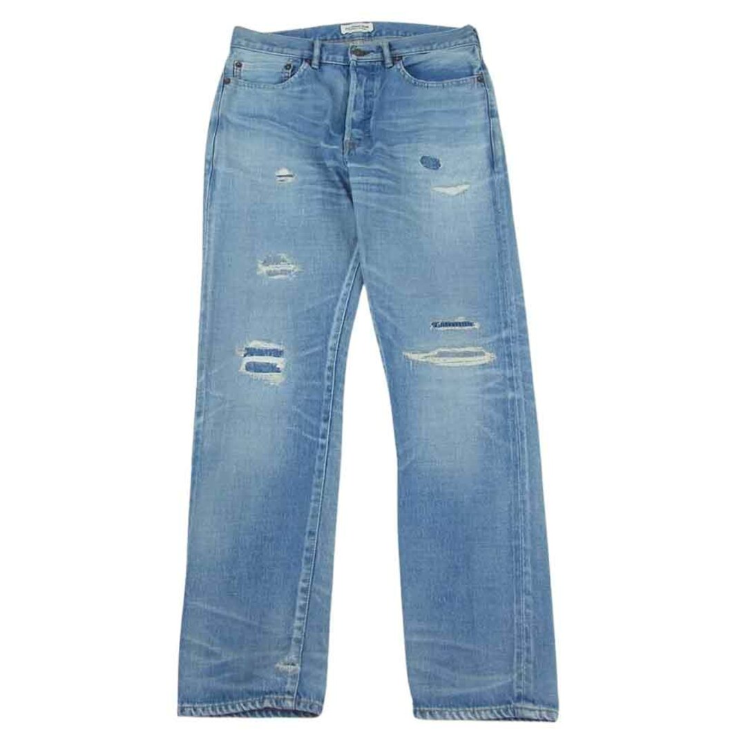 Ron Herman ロンハーマン 19SS 2720600084 DENIM ダメージ加工 クラッシュリペア ヴィンテージ加工 赤耳 ボタンフライ ストレート デニムパンツ インディゴブルー系 31